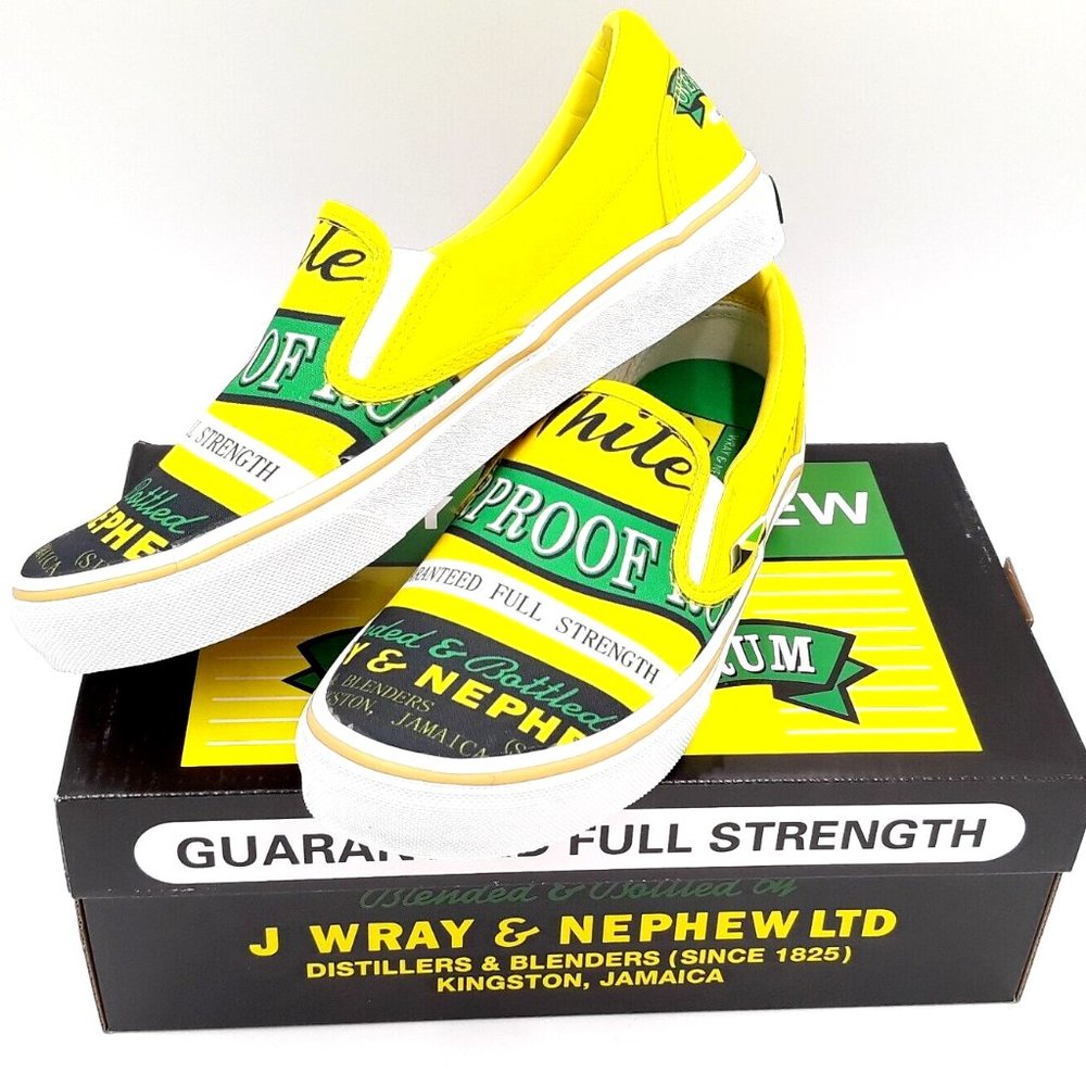 Wray & Nephew White Overproof Rum Slip On Logo Canvas Shoes Men's Size 8